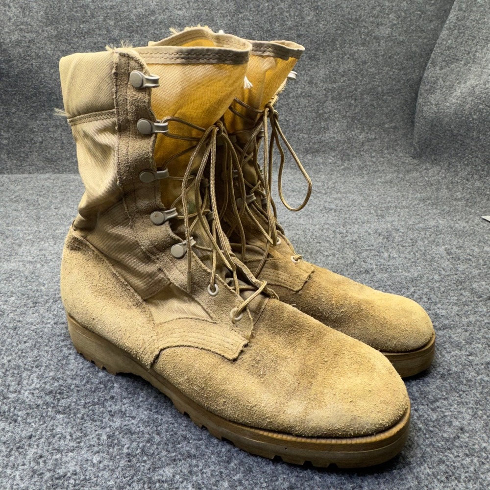 US Military Hot Weather Combat Boots Mens 10.5 R Tan Vibram Lug Desert Suede